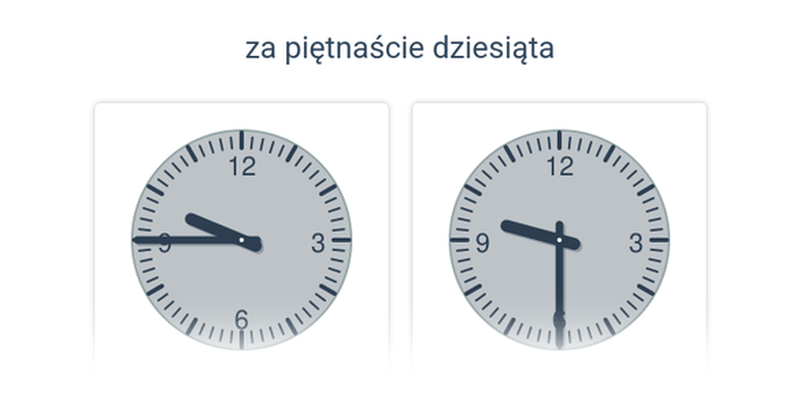 Kwadrans, pół godziny, godzina: opis słowny