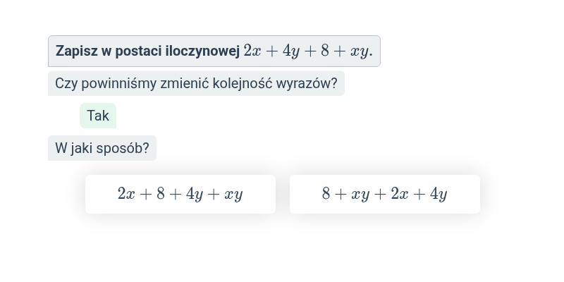 Rozkład na czynniki pierwsze (stopniowe wyłączanie wspólnego czynnika przed nawias)