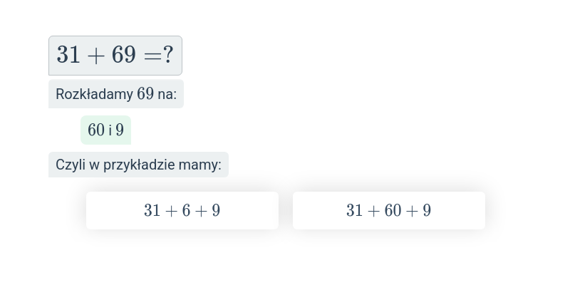 Dodawanie liczb dwucyfrowych z rozkładem na składniki