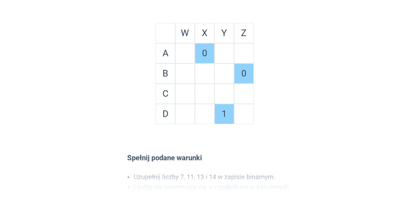 Sudoku binarne: 4x4